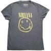 Nirvana Shirt grijs – Smiley Logo with Back Print